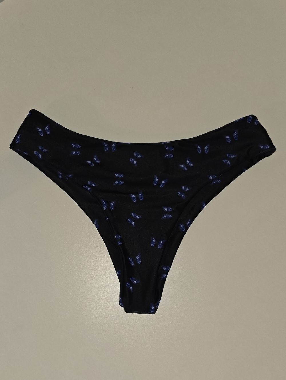 Black Bikini Bottoms with Blue Butterfly Print